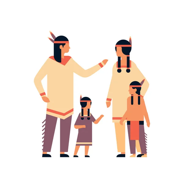 Famille indienne thanksgiving jour célébrer concept parents enfants communication dessin animé personnage pleine longueur isolé plat — Image vectorielle