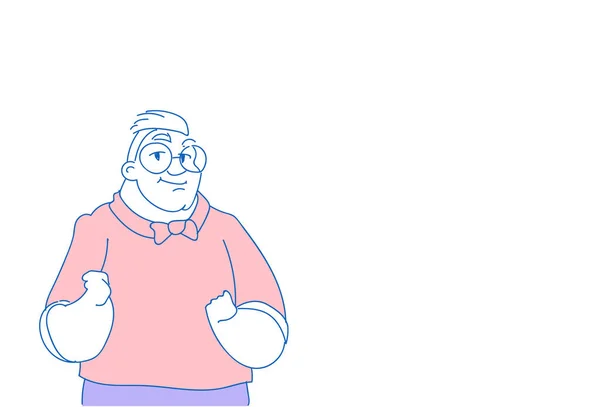 S nadváhou příležitostné muž nosí brýle mužský charakter portrét skica doodle izolované horizontální — Stockový vektor