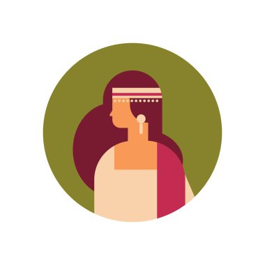 Hintli kadın yüz avatar Bayan Ulusal geleneksel giysiler hindu kadın karikatür karakter portre giyen düz izole