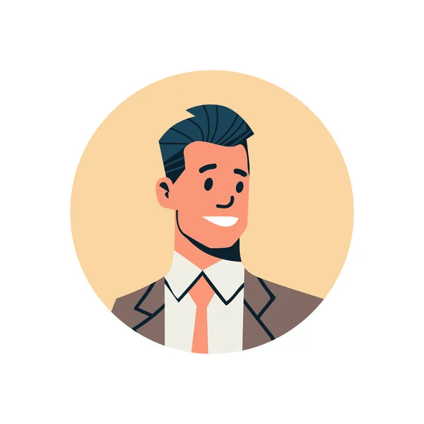 Morena hombre de negocios avatar hombre cara icono de perfil concepto de apoyo en línea servicio de dibujos animados masculinos carácter retrato aislado plana — Vector de stock