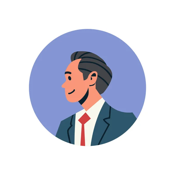 갈색 머리 사업가 아바타 남자 얼굴 프로필 아이콘 개념 온라인 지원 서비스 남성 만화 캐릭터 초상화 평면 절연 — 스톡 벡터