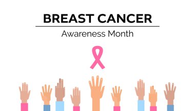 çeşitli avuç içi meme kanseri gün kavram karışımı yarış insan eli hastalık farkındalık önleme pembe kurdele düz yatay kopya alanı izole