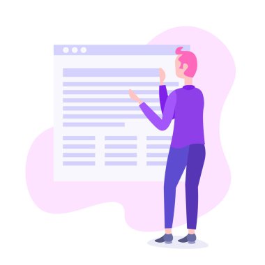 işadamı değişiklik online başvuru Infographic şablonu ekran web sitesi tasarım kavramı iş adam yaratıcı çalışma işlemi erkek çizgi film karakteri dikiz tam uzunlukta düz arayüz