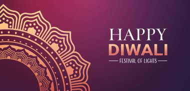 happy diwali traditional indian lights hindu festival celebration holiday concept flat greeting card template invitation horizontal copy space clipart