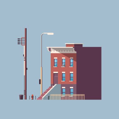 şehri bina evi Kentsel Gayrimenkul konsept mimari tasarım izole gri arka plan düz vektör çizim