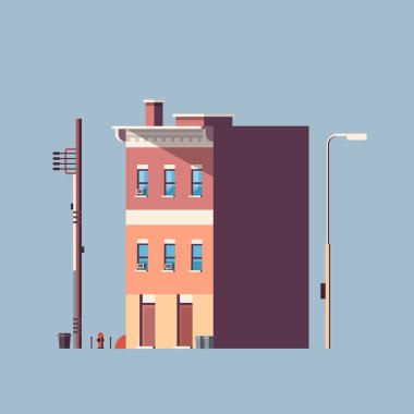 şehri bina evi Kentsel Gayrimenkul konsept mimari tasarım izole gri arka plan düz vektör çizim