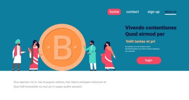 Hint iş adamları Bitcoin kripto para birimi kavram başarılı ekip çalışması stratejisi tam kopyaya alan yatay madencilik