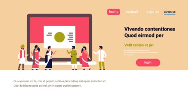 Hint insanlar iş sunu Diyagramı grafik birlikte ekip çalışması başarılı stratejisi kavramı düz afiş kopya alanı yatay çalışma