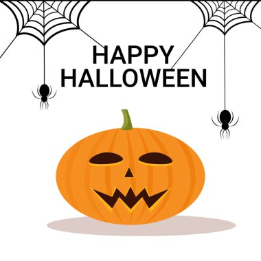 izole kabak örümcek web mutlu Cadılar Bayramı tatil dekorasyon konsepti düz