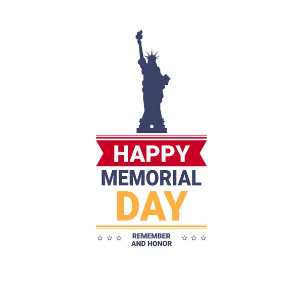 Memorial day EUA cartão papel de parede, A Estátua da Liberdade no fundo branco, design plano —  Vetores de Stock