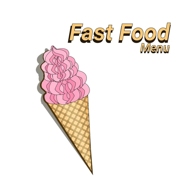 Ice cream colorful dessert fast food concept flat design — Stock Vector