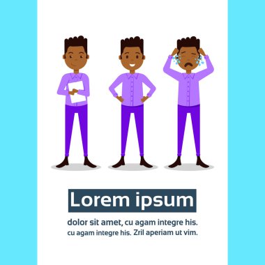 Afrikalı çocuk karakter şahsiyet çeşitlilik pozlar erkek şablon tasarım çalışmaları ve animasyon için beyaz arka plan tam uzunlukta kopya alanı düz kişi üzerinde ayarlayın.