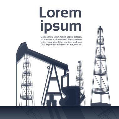 Fabrika Binası doğa hava kirliliği bitki boru atık. bir petrol sondaj beyaz arka plan üzerinde silüeti. düz kopya alanı