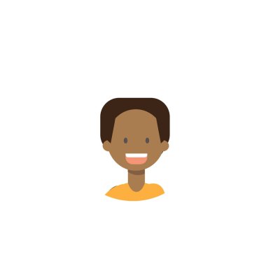 Afrikalı çocuklar mutlu çocuk portre beyaz arka planda, Erkek avatar düz yüz