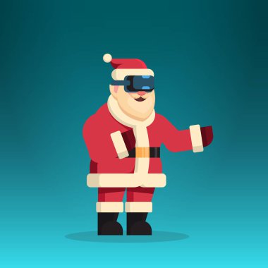 Noel Baba giyim gözlük dijital sanal gerçeklik neşeli Noel mutlu yeni yıl tatil kavramı düz
