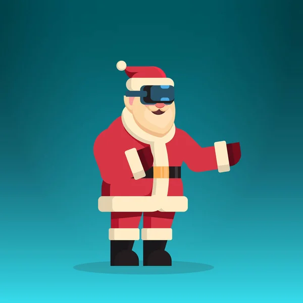 Papai Noel usar óculos de realidade virtual digital feliz natal feliz ano novo feriado conceito plana — Vetor de Stock