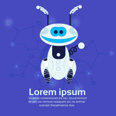 Modern robot köpek yapay zeka kavramı düz devre kartı arka plan kopya alanı