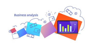 mali grafik analytics iş analiz kavramı kroki doodle yatay düz izole