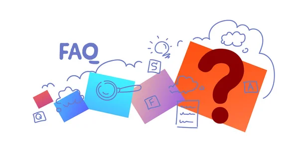 Ícone de ponto de interrogação entre em contato conosco FAQ informação conceito esboço doodle horizontal isolado plana — Vetor de Stock