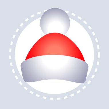 Dekoratif kırmızı şapka mutlu yeni yıl merry christmas dekorasyon konsepti düz vektör çizim