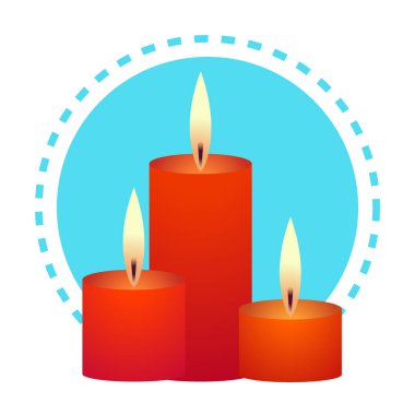 Dekoratif kırmızı mum simgesi mutlu yeni yıl neşeli Noel dekorasyon konsepti düz vektör çizim