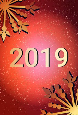 2019 neşeli Noel mutlu yeni yıl kavramı tebrik kartı dikey vektör çizim