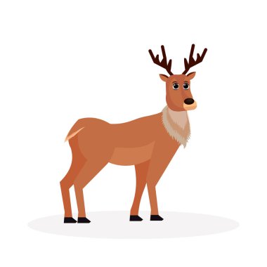 geyik hayvan Ren geyiği düz izole vektör çizim karikatür