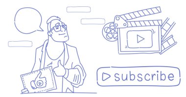 adam gibi bir jest kroki doodle yatay yukarı blogger popüler video