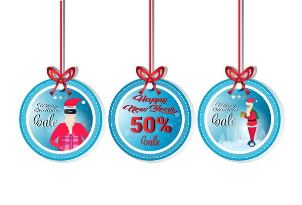 Weihnachtskugeln Dekoration Weihnachtsmann Urlaub Verkauf Prozent Rabatt Konzept Frohes Neues — Stockvektor