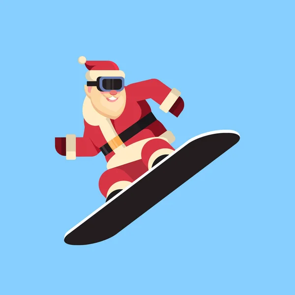 Babbo Natale Facendo Saltare Sullo Snowboard Felice Anno Nuovo Buon — Vettoriale Stock