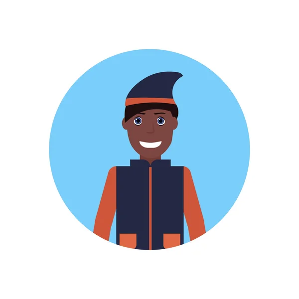 Africano americano cara avatar feliz año nuevo feliz navidad concepto masculino dibujo animado carácter retrato aislado — Vector de stock