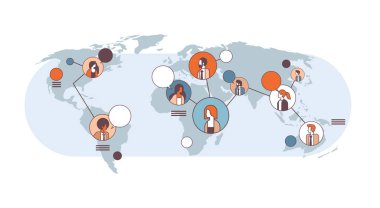izole mix yarış insanlar avatar sosyal medya küresel iletişim kavramı Internet ağ bağlantı dünya harita arka plan çizgi yatay