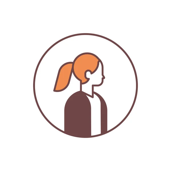 Interesu avatar profil firmy kobieta office pracownika koncepcja kobiece kreskówka znak portret linia na białym tle — Wektor stockowy
