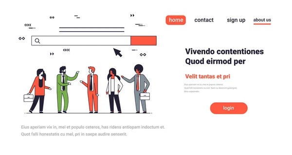 Persone team sulla barra di ricerca web online internet concetto di navigazione sito web sviluppo orizzontale copia spazio linea — Vettoriale Stock