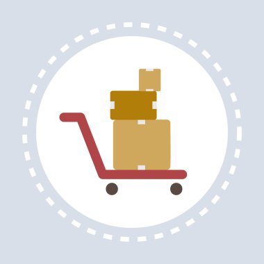 karton kutu simgesi kavramı düz alışveriş arabası arabası