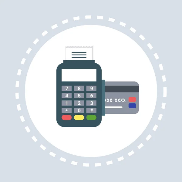 Terminal de paiement carte de crédit icône shopping concept plat — Image vectorielle