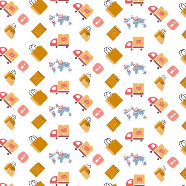 simgeler seamless modeli uluslararası teslimat servisi beyaz arka plan düz alışveriş