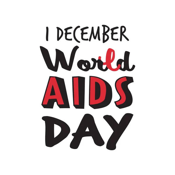 世界エイズ日意識赤いリボン記号医療予防ポスターの分離フラット碑文 — ストックベクタ