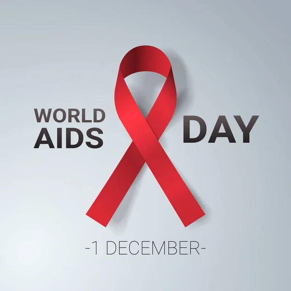 世界エイズ日意識赤いリボン フラット 12 月 1日医療予防ポスターに署名します。 — ストックベクタ
