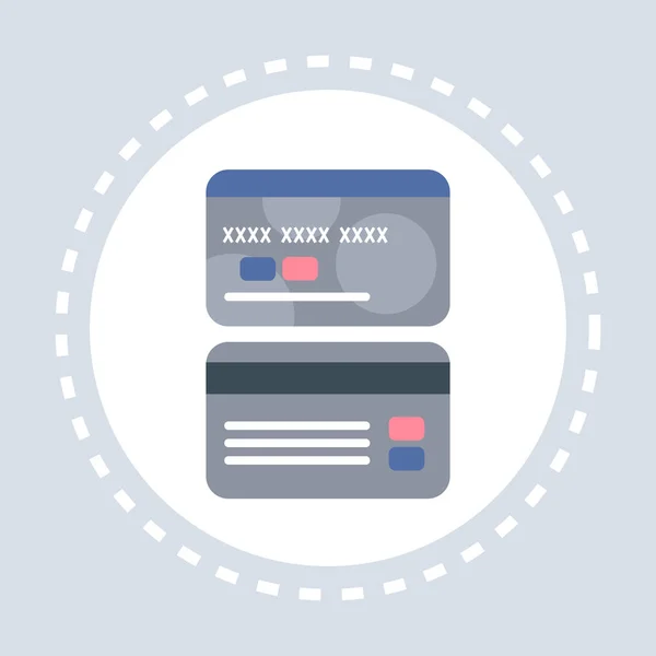 Creditcard voor- en achterkant winkelen pictogram geld transactie concept plat — Stockvector