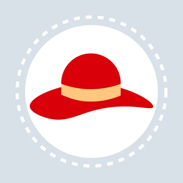 Ženy červená elegantní klobouk nákupní ikona módní doplňky nakupovat logo plochý — Stockový vektor