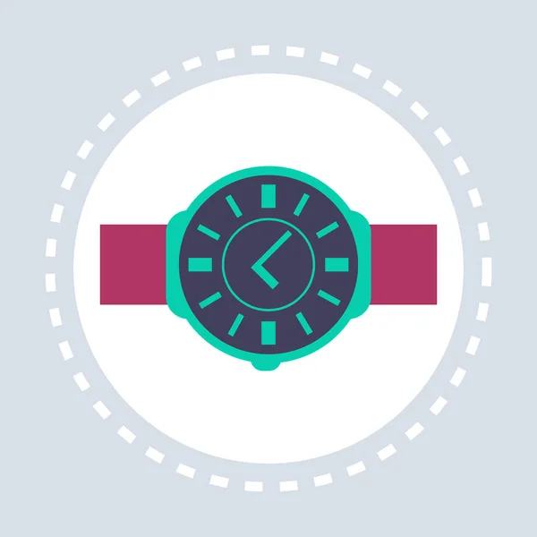 Male wrist watch elegant clock shopping icon fashion accessories shop logo flat — Stock Vector
