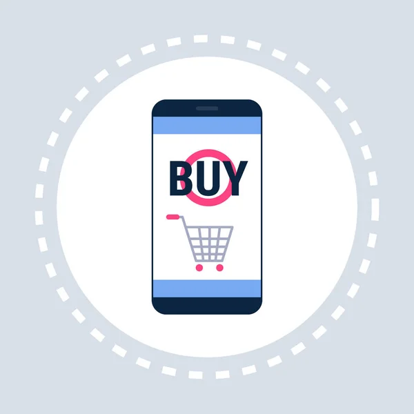 Мобільний додаток онлайн покупки значок концепції плоский — стоковий вектор