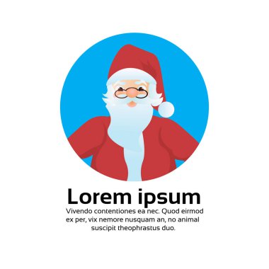 Noel Baba yüz avatar portre neşeli Noel mutlu yeni yıl tatil kavramı düz izole kopya alanı