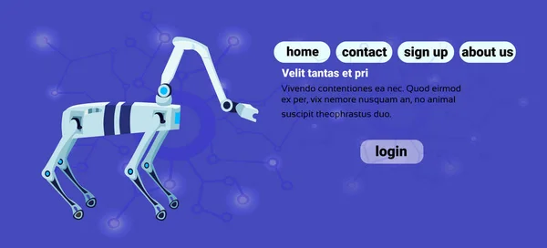 Ρομπότ ελάφια κινούμενα σχέδια ζώων ρομποτικά μηχανικά χαρακτήρα τάρανδος επίπεδη μπλε φόντο αντίγραφο χώρου οριζόντια — Διανυσματικό Αρχείο