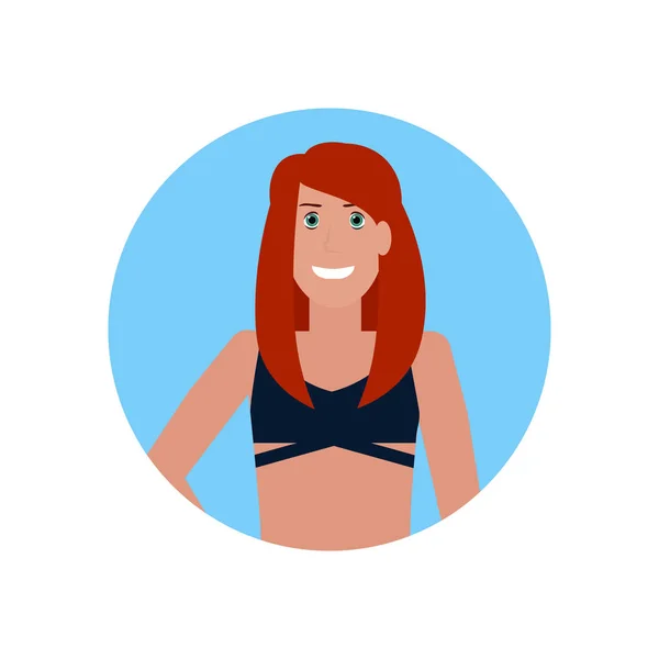 Na białym bikini młoda Kobieta Twarz Dziewczyna avatar w strój kąpielowy lato wakacje koncepcja kobiece kreskówka postać portret płaski — Wektor stockowy