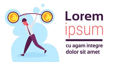 Ağırlık dengesi ölçekler finans iş motivasyon kavramı istikrar para yatay tam uzunlukta kopya alanı düz bankacılık para birimi euro tutan işadamı