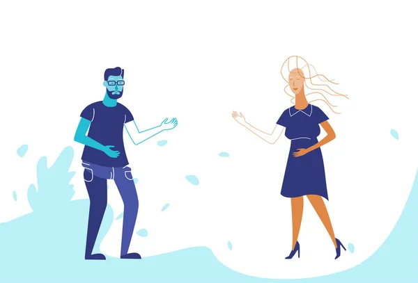 Couple homme femme debout ensemble les gens d'affaires concept de communication mâle femelle personnage de dessin animé pleine longueur horizontale — Image vectorielle
