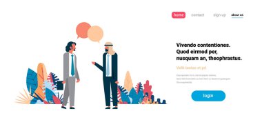 iki adam sohbet kabarcıklar iletişim konuşma diyalog Arapça işadamı çizgi film karakteri arka plan tam uzunlukta kopya alanı yatay düz