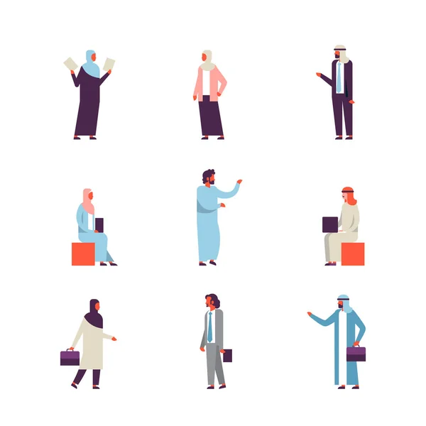 Set araba uomini d'affari diversi vestiti gesti concetto uomo donna cartone animato personaggio silhouette collezione lunghezza intera isolato — Vettoriale Stock